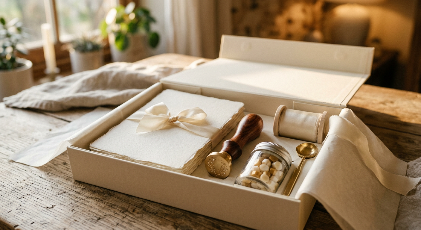 Coffret cérémonie avec sceau de cire et papier premium